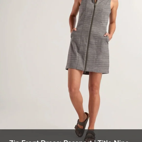 Gray Zip-Front Dress with Pockets - Picture 2 of 2